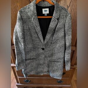 Old Navy Black & White Textured Blazer - Size XL